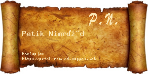 Petik Nimród névjegykártya